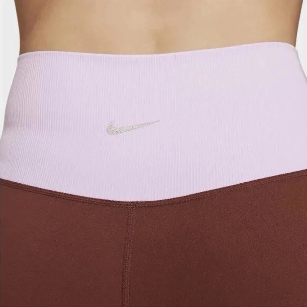 Nike Luxe High Waisted Color block brown lavender Yoga Pants Size XS NEW